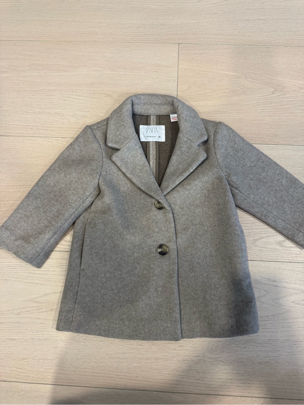 Zara Kids Taupe Peacoat | 12-18 months